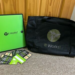 It Works! Rhinestone Black Tote Weekender Bag with Document Folder Marketing